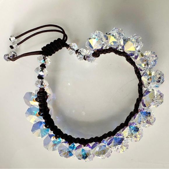 Dazzling AB Austrian Crystal Bracelet, 3 Layer Bracelet 14 + 3 inch #P5 - Picture 5 of 7